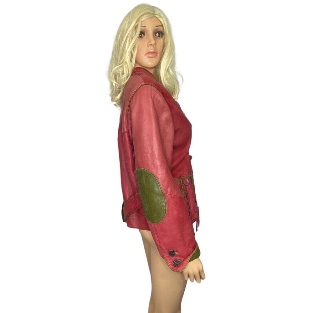 Vintage 90"s LS Sound Original Leather Jacket Rose Pink 41” Chest M/L Size 38 - Picture 3 of 12